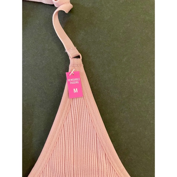 NWT PINK Seamless Rib Halter Bra size Medium #0086 - Picture 5 of 7